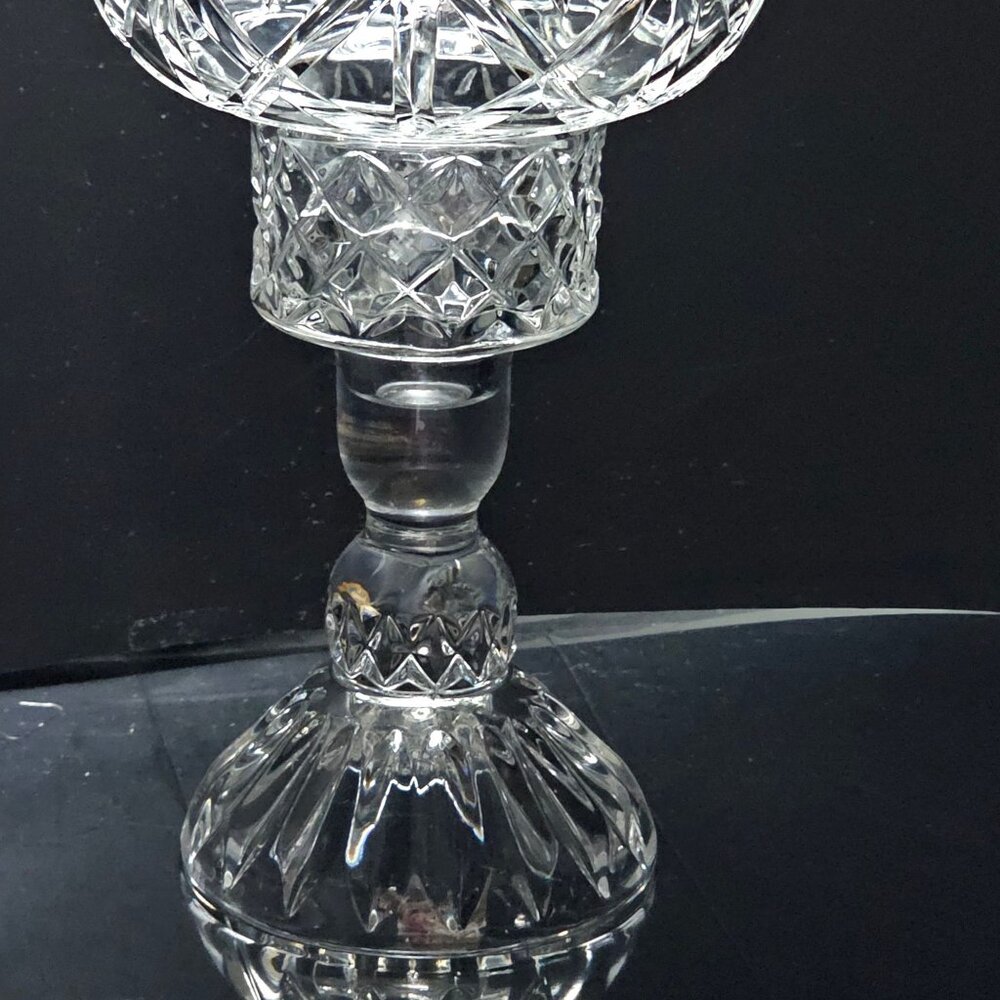 Vintage Cut Crystal Hurricane Candle Holder 12" colonial style silhouette - Picture 2 of 5